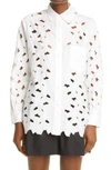 RED VALENTINO FLORAL EMBROIDERED POPLIN BLOUSE,VR0AB03U5TB