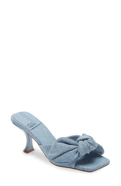 Jeffrey Campbell Bow Slide Sandal In Light Blue Denim