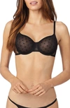 Dkny Monogram Mesh Underwire Unlined Demi Bra In Black