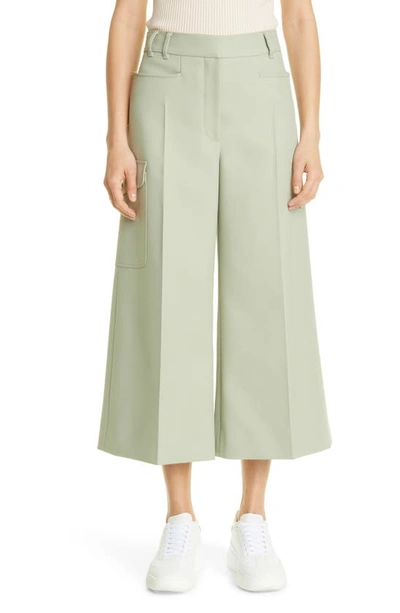 Stella Mccartney Audrey Crop Wide Leg Trousers In Sage