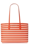 KATE SPADE ALL DAY SAILING LARGE STRIPE FAUX LEATHER TOTE & POUCH,PXR00388