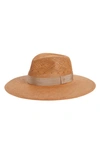 Helen Kaminski Panama Woven Staw Fedora In Latte/ Lotus