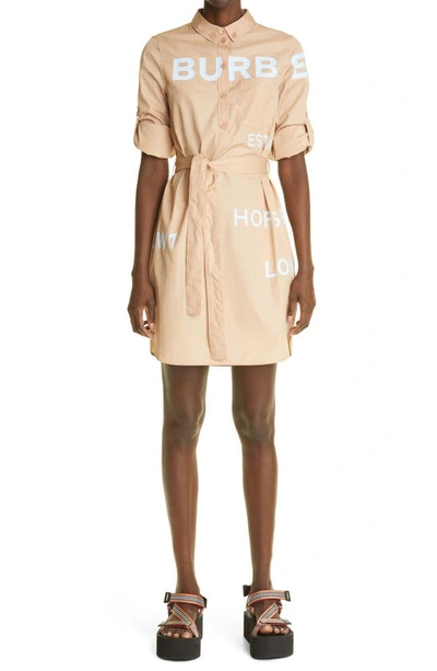 Burberry Kiley Horseferry Logo Cotton Shirtdress In Braun