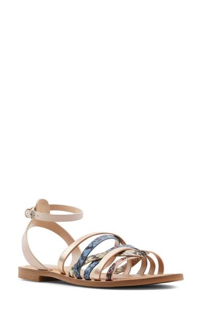 Aldo Lucca Ankle Strap Sandal In Light Pink Faux Leather