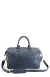 Royce Leather Duffle Bag In Navy Blue