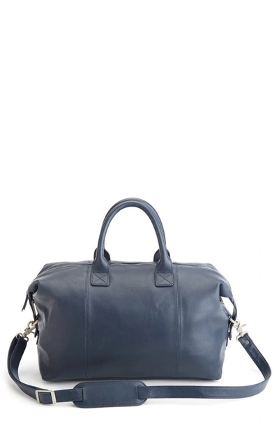 Royce Leather Duffle Bag In Navy Blue