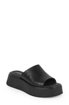 Vagabond Shoemakers Courtney Flatform Slide Sandal In Black/ Black