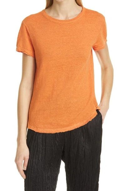 Frame Easy True Organic Linen T-shirt In Tangerine