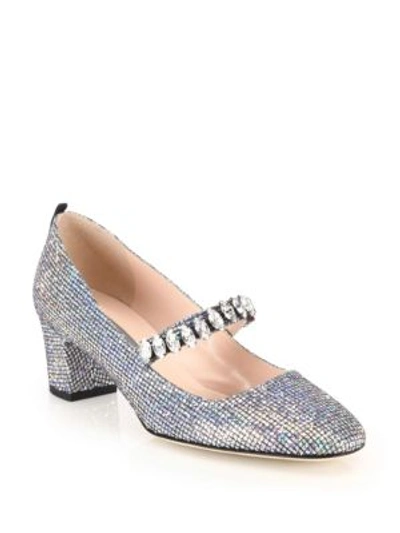 Sjp By Sarah Jessica Parker Dazzle Crystal & Sequin Mary Jane Pumps In Silver