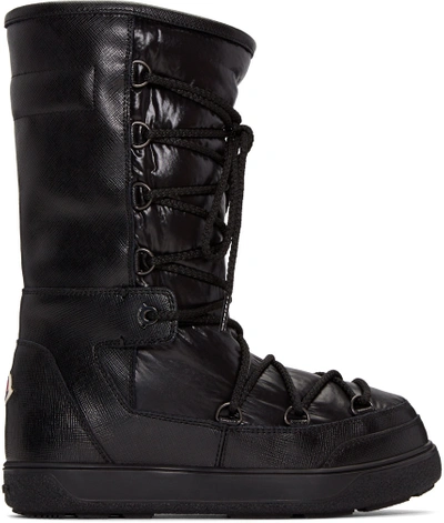 Moncler New Laetitia Lace-up Moon Boots In Black