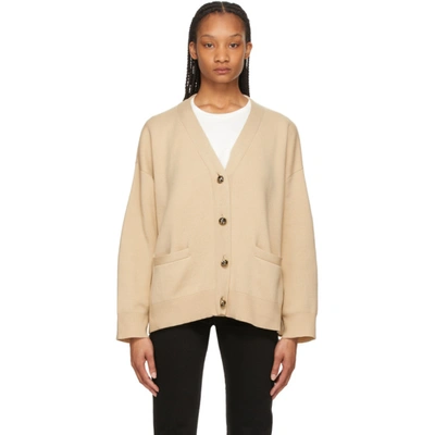 Totême Beige Monogram Button Cardigan ModeSens