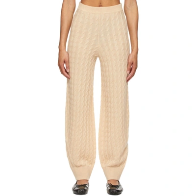 Totême Beige Cashmere Cable Knit Lounge Trousers In White