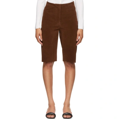 Totême Knee-length Leather Shorts In Brown