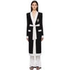 BALMAIN BLACK & WHITE BELTED PATCH COAT