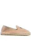 Manebi Beige Palm Tree Embroidered Espadrilles In Beige