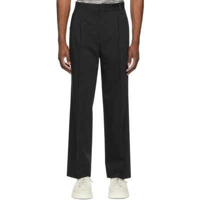 Solid Homme Black Wool Wide Trousers