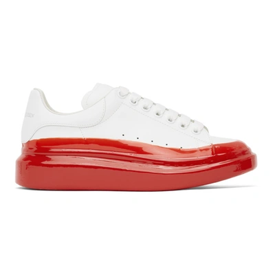 Alexander Mcqueen White & Red Oversized Trainers In 9676 White/lust Red
