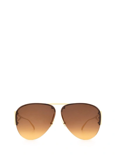Bottega Veneta Eyewear Aviator Sunglasses In Gold