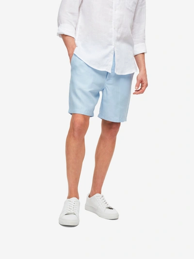 Derek Rose Sydney Straight-leg Linen Drawstring Shorts In Blue