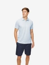 DEREK ROSE DEREK ROSE MEN'S POLO SHIRT RAMSAY 2 PIQUE COTTON TENCEL SKY,3155-RAMS002SKY