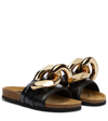 Jw Anderson Embellished Leather Slides In Black