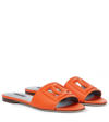 Dolce & Gabbana Slide Sandals In Orange Leather With Logo In Orange