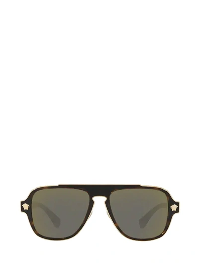 Versace Square Sunglasses In Brown