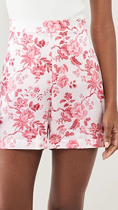 The Vampire's Wife Persuasion Floral-print Cotton-poplin Shorts In Red/white