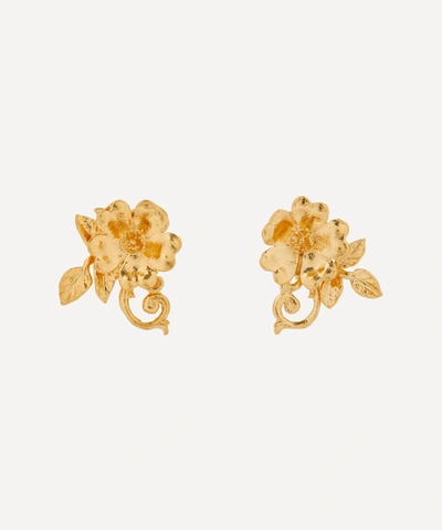 Alex Monroe Gold-plated Ornate Rose Stud Earrings