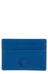 Versace Men's Medusa Leather Card Case In Blue Cobalt