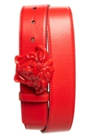 Versace Leather Medusa-buckle Belt In Canna-canna- Gold