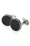 M-clipr Stainless Steel Cuff Links In Stainless Steel/ Black