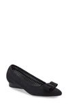 Ferragamo Viva Pointelle-knitted Point-toe Flats In Nero