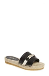 Ferragamo Kaden Embellished Leather Espadrille Slides In Black