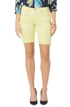 Nydj Ella Side Slit Denim Shorts In Marisol Chartreuse