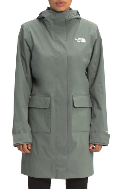 The North Face City Breeze Waterproof Rain Jacket In Agave Green