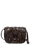 Valentino Garavani Garavani Small Atelier Rose Leather Shoulder Bag In Brown