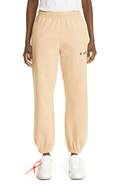 Off-white Logo-embroidered Track Trousers In Beige