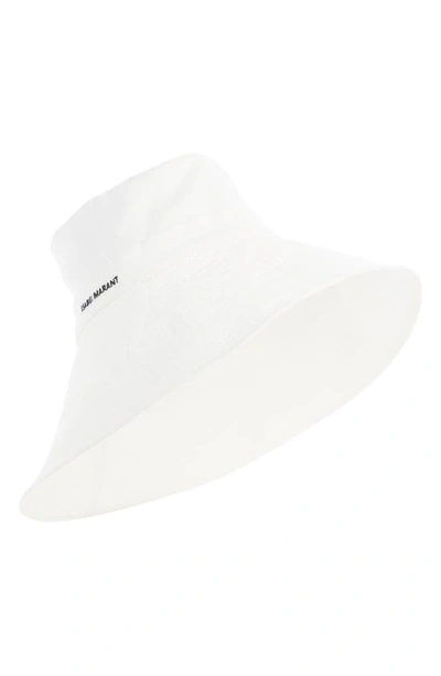 Isabel Marant Noliae Logo Linen Blend Bucket Hat In Ecru