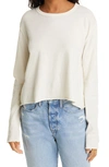 The Great The Long Sleeve Crop Tee In Washed White