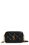 Saint Laurent Becky Diamond Quilted Leather Camera Bag In Black