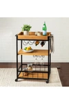 HONEY-CAN-DO INDUSTRIAL ROLLING BAR CART WITH REMOVABLE SERVING TRAY,847539088525