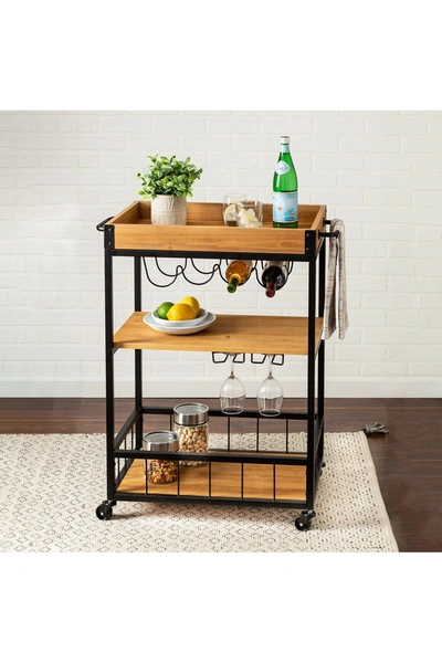 Honey-can-do Industrial Rolling Bar Cart With Removable Serving Tray In Natural