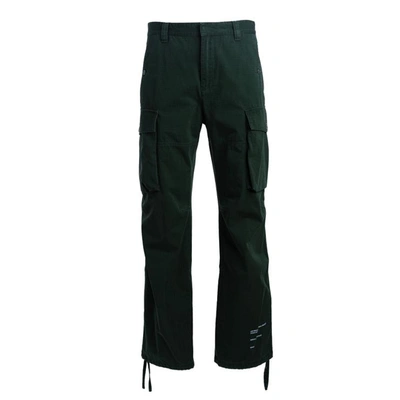 Off-white Trousers In Green - White