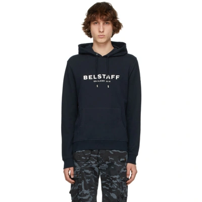 Belstaff Logo Cotton Sweatshirt Hoodie In Blue