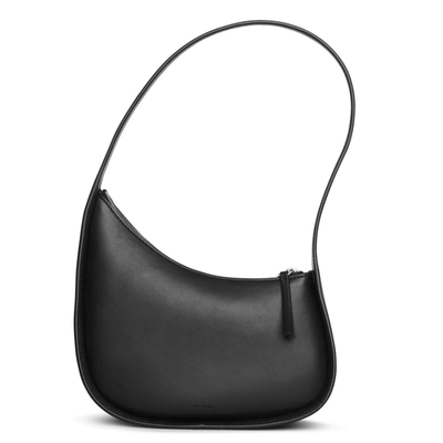 The Row Half Moon Leather Shoulder Bag In Black