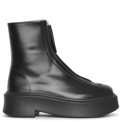 THE ROW ZIPPED 1 LEATHER ANKLE BOOTS