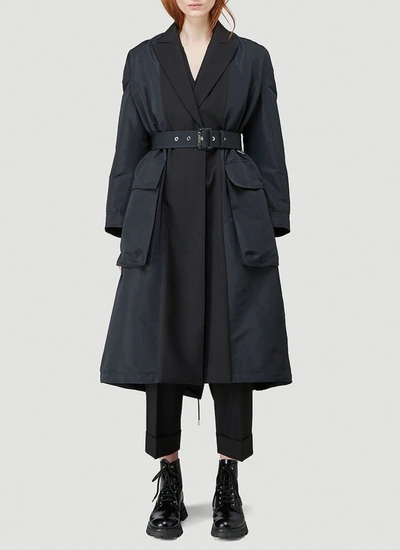 Alexander Mcqueen Spliced Belted-waist Trench Coat In Black