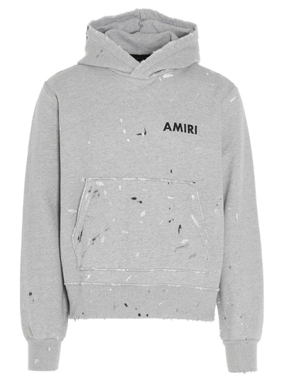 Amiri Army Paint Hooded Sweatshirt In Grey