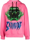 BARROW PINK JERSEY HOODIE WITH PRINT